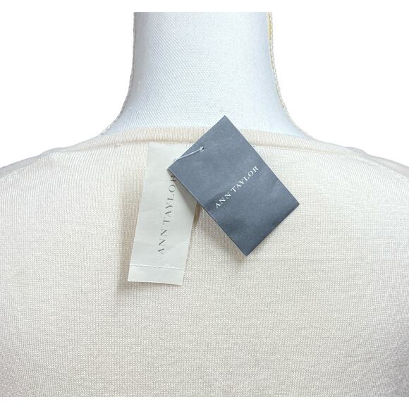 NWT Ann Taylor Ivory Cardigan Silk and Cashmere Tuxedo Front Size XL - Picture 4 of 8